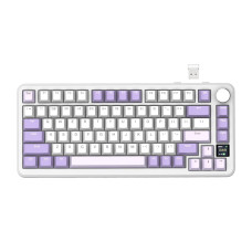 ATTACK SHARK X85Pro Hot Swappable Mechanical Gaming Keyboard,TFT Display & Knob,BT5.1/2.4Ghz/USB-C,RGB,Gasket Mount,75% Custom Keyboard,QMK,PBT Keycaps,for PC/MAC-Purple/Linear Blueberry Switch